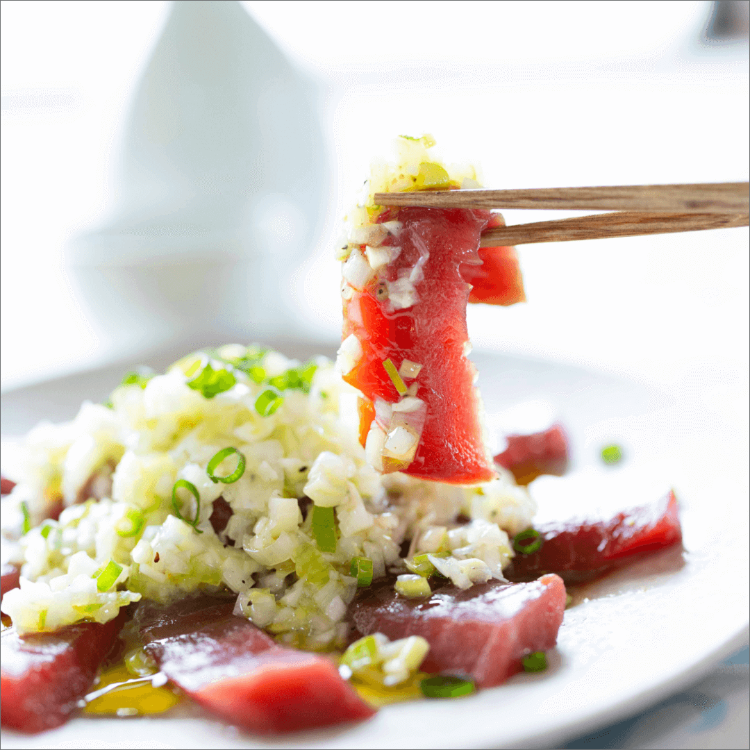 マグロのオリーブオイルねぎ塩