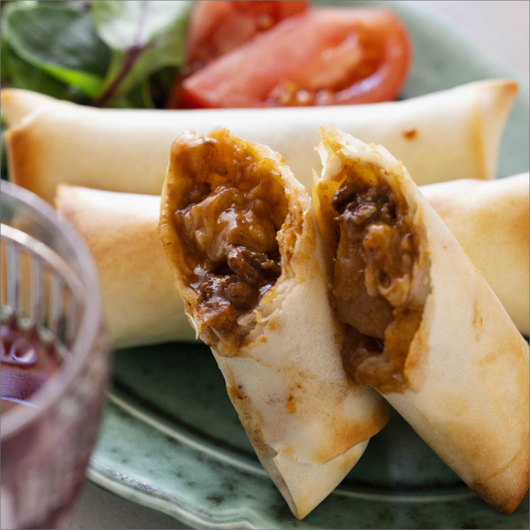 ビーフシチューとチーズの春巻き
